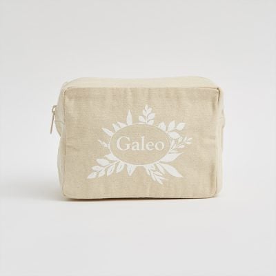 Logo bedruckt mittelgroße quadratische Canvas-Waschtasche