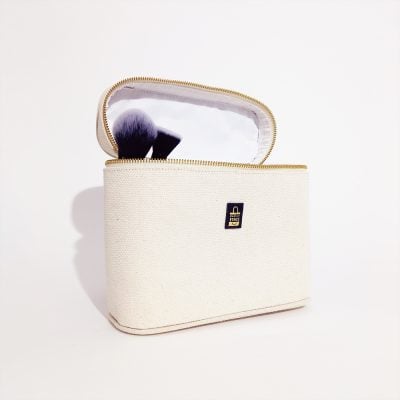 Kosmetiktasche aus dickem Naturleinen